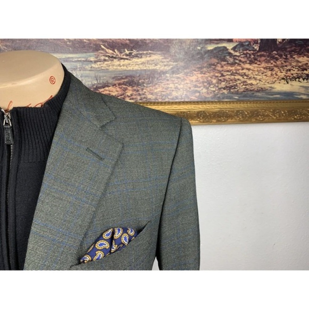 40R Ermenegildo Zegna Green Check Sport Coat - Suit Jacket - Picture 6 of 14